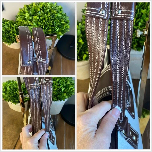 2009 Coach Hampton White Chocolate Brown Turnlock Satchel Shoulder Bag - Picture 12 of 17